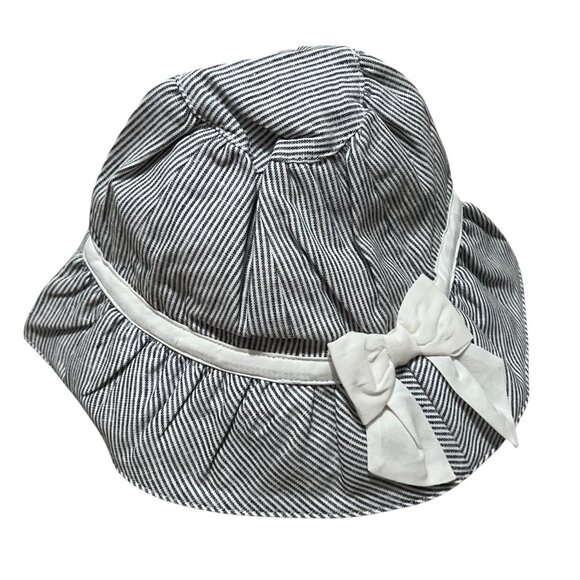 Janie & Jack Striped Bow Front Baby Girls Sun Hat Sz 18-24 Months Girls - Picture 2 of 8
